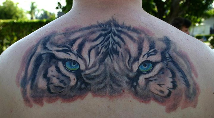 Tiger Eyes Tattoo On Upper Back By Twyliteskyz On DeviantArt