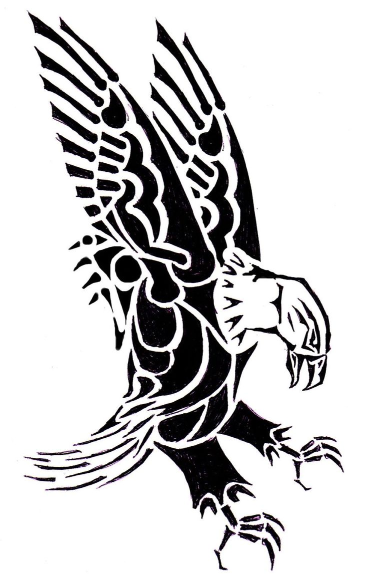 Tribal Chasing Eagle Tattoo Design Represents Focus & Ability