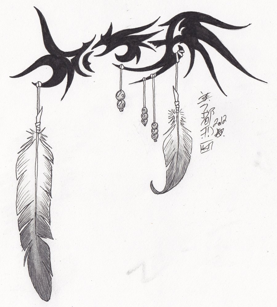 Tribal Eagle Feathers Tattoo Design