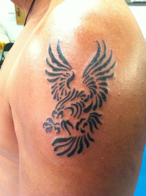 Tribal Eagle Tattoo On Shoulder