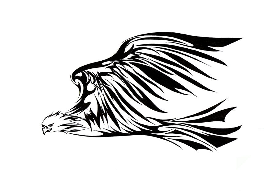 Tribal Flying Eagle Tattoo Design