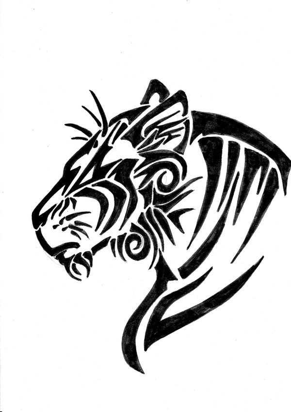 Tribal Tiger Head Tattoo Design by Greenyfoxy on DeviantArt
