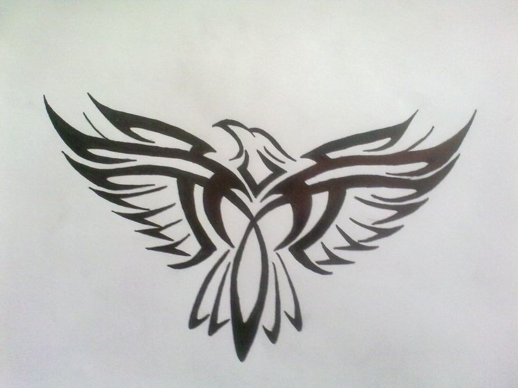 Unique Tribal Eagle With Open Wings Tattoo Design