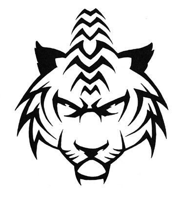 Unique Tribal Tiger Head Tattoo Design