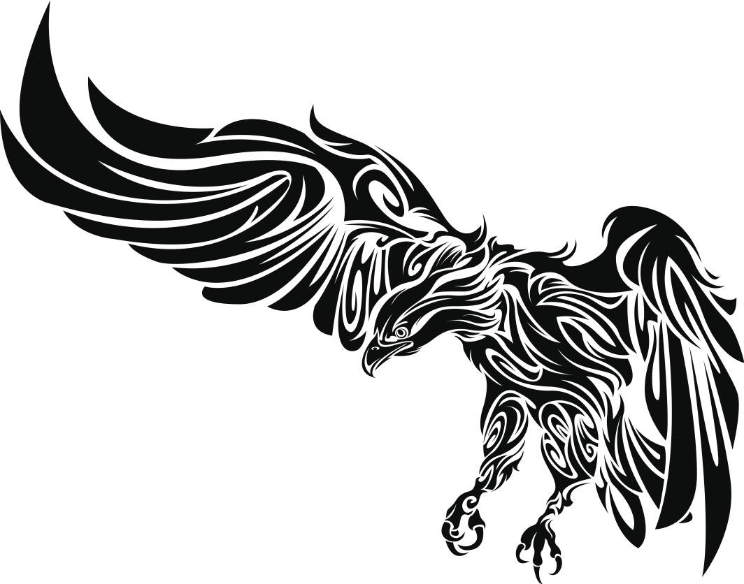 Unique and Stunning Black Tribal Eagle Tattoo Design