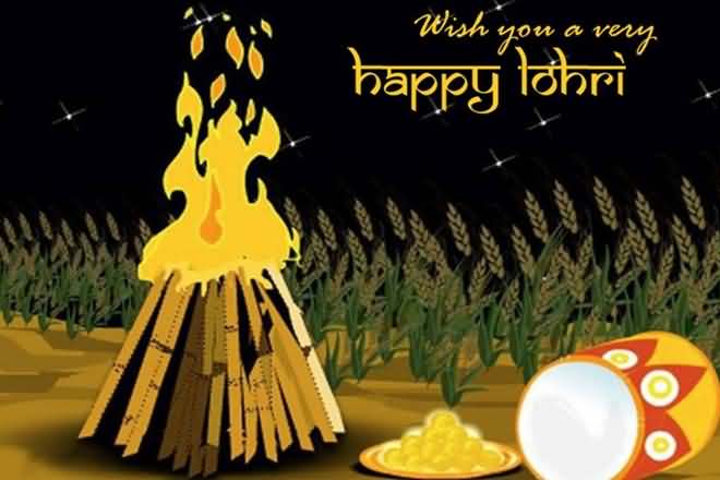 Wish You A Very Happy Lohri Bonfire Card