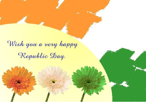 Wish You A Very Happy Republic Day Tri Color Flags