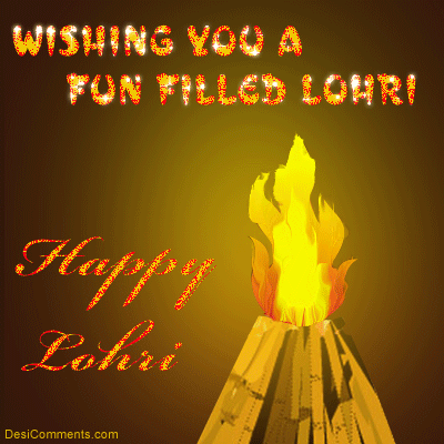 Wishing You A Fun Filled Lohri Happy Lohri Bonfire Glitter Picture