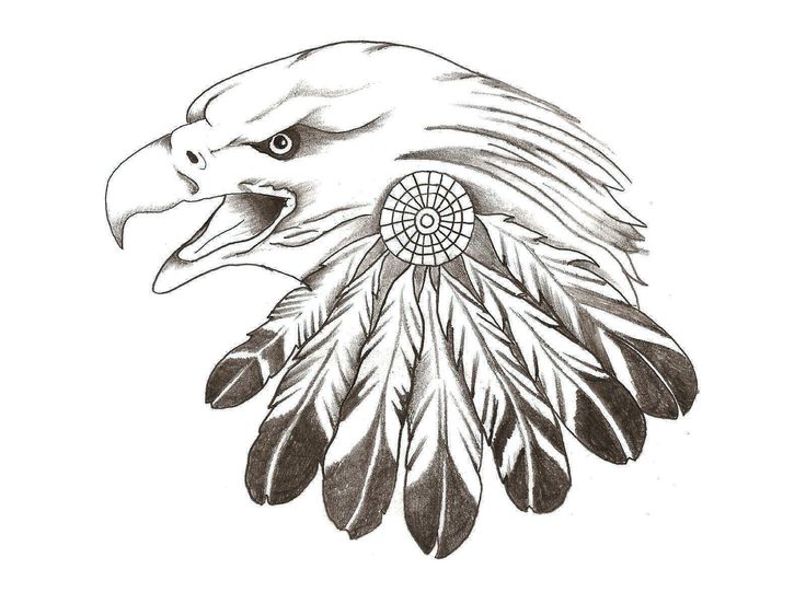 Wonderful Eagle Head With Feathers Tattoo Design