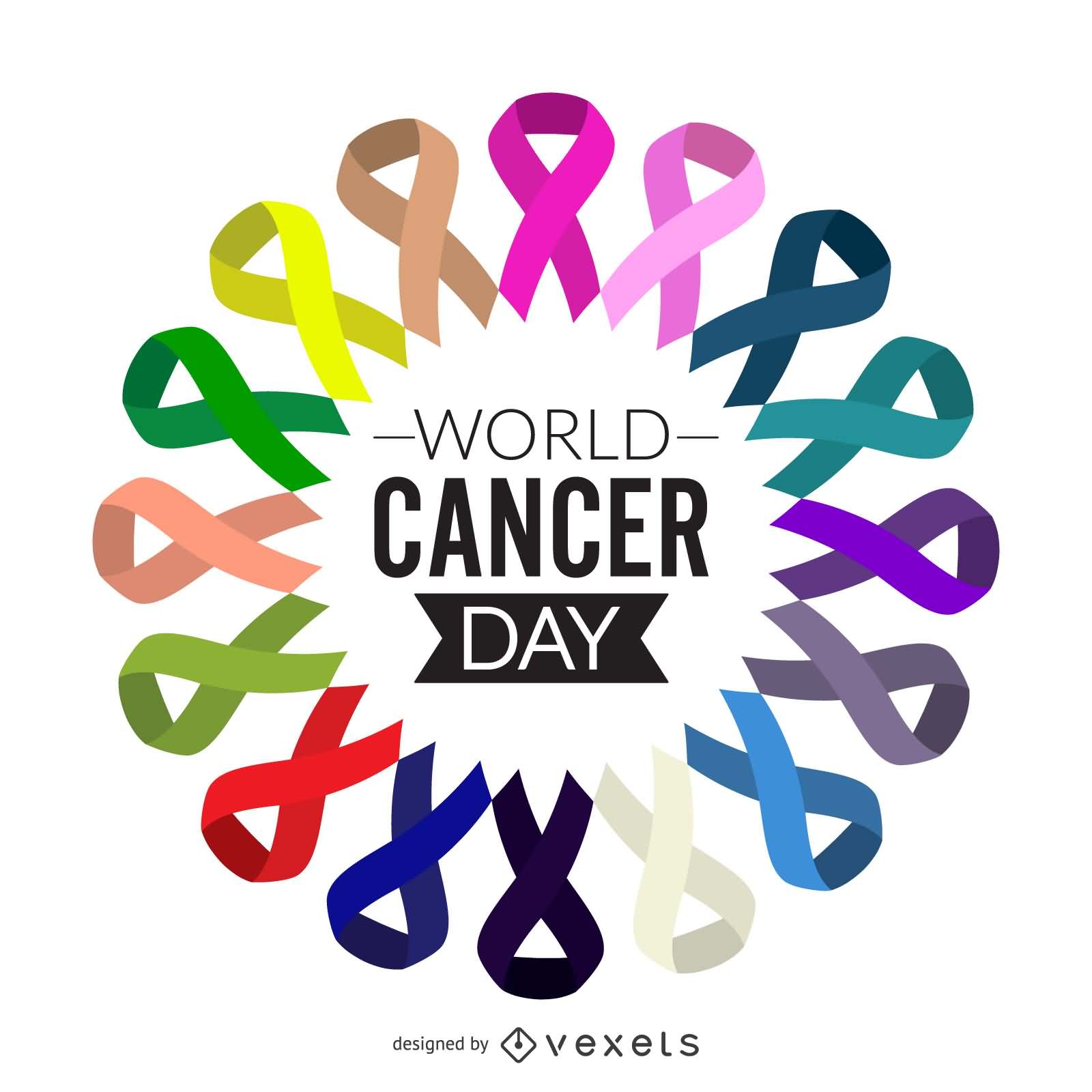 World Cancer Day colorful ribbons