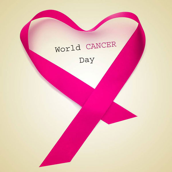 World Cancer Day pink ribbon heart