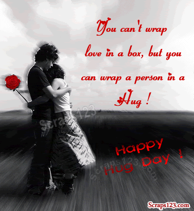 You can’t wrap love in a box but you can wrap a person in a Hug Happy Hug Day glitter image