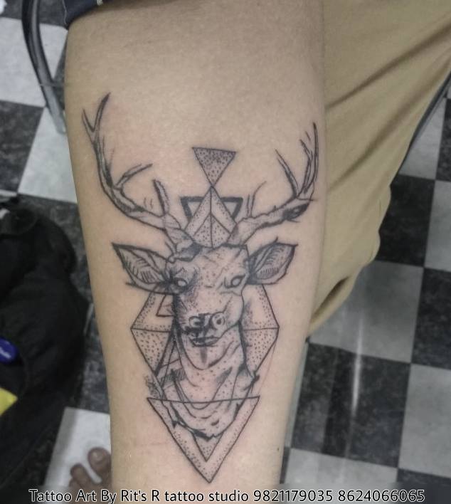 Geometrical Deer Tattoo On Forearm