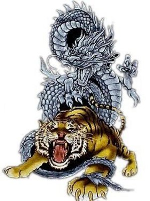 Amazing Japanese Style Tiger & Dragon Tattoo Design