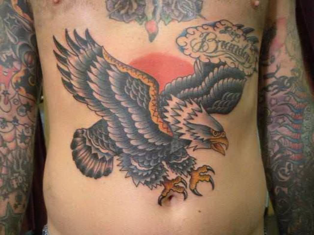 American Traditional Snake and Eagle Tattoo On Chest & Stomach By Inkcastle On DeviantArt