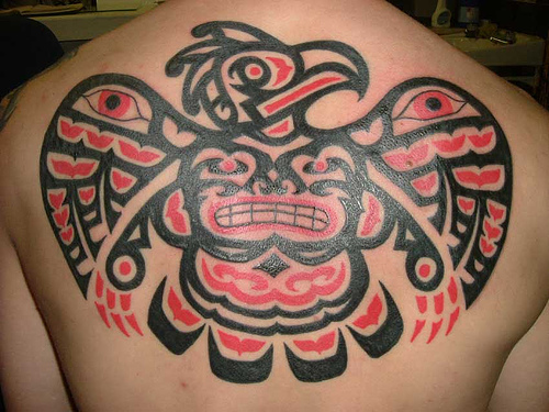 Awesome Haida Eagle Tattoo Design For Back