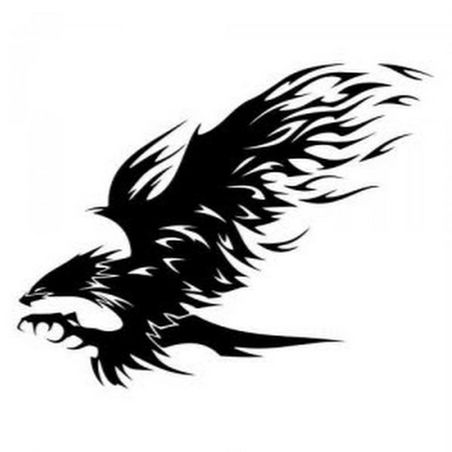 Black Ink Silhouette Tribal Flying Eagle Tattoo Design