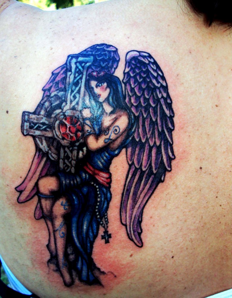 Celtic Angel Tattoo On Girl Back Shoulder by phoenixbay on DeviantArt