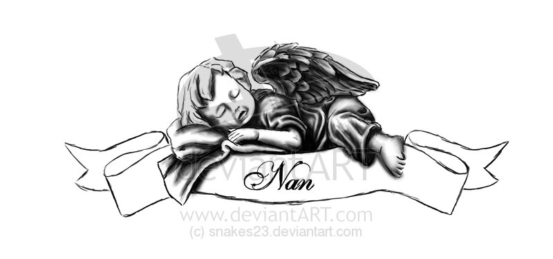 Cute Sleeping Cherub Tattoo Design