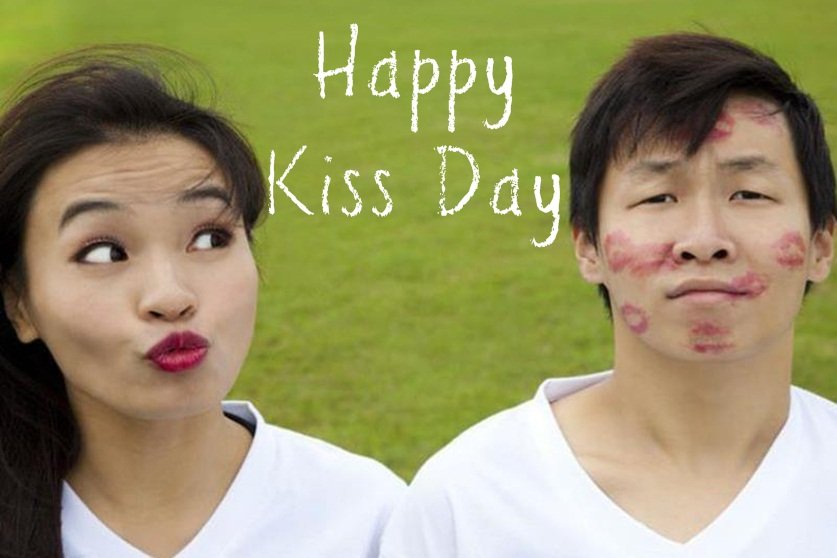Cute and funny Happy Kiss Day wishes picture