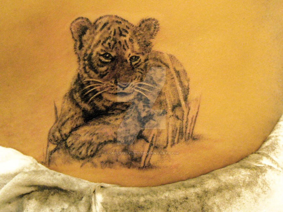 Grey Ink Realistic Baby Tiger Tattoo By Jacqustyle11 on DeviantArt