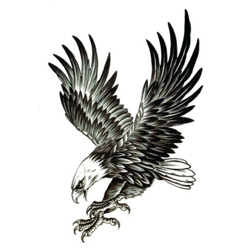 Grey Ink Realistic Flying Bald Eagle Tattoo Design