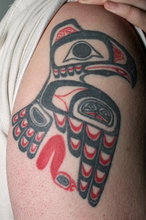 Haida Eagle Tattoo Design On Guy Shoulder