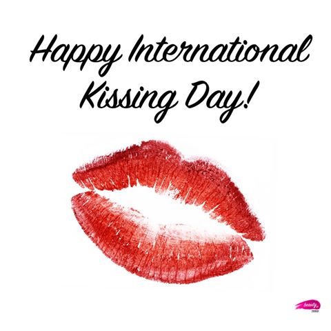 Happy International Kiss Day red lips greeting card