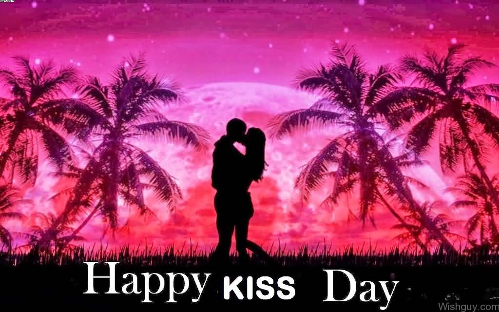 Happy Kiss Day couple kissing each other wallpaper