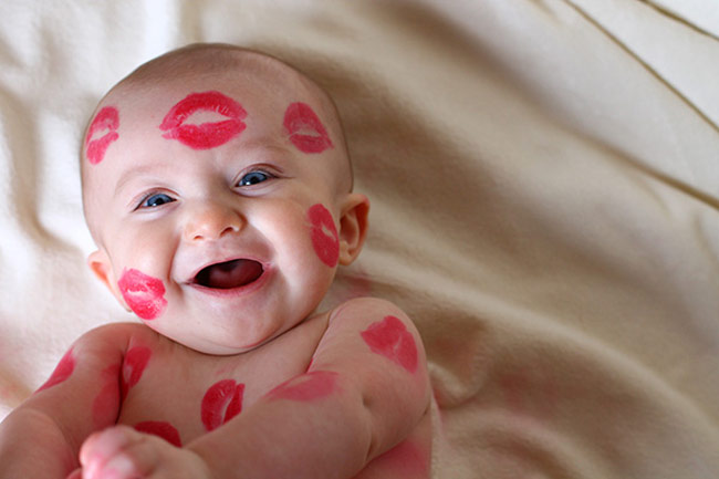 Happy Kiss Day cute kid with kisses