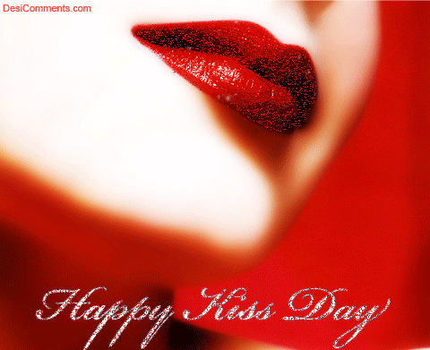 Happy Kiss Day glitter red lips picture