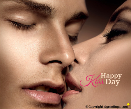 Happy Kiss Day lovers faces picture