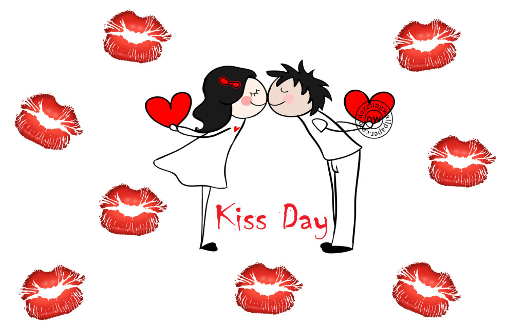 Happy Kiss Day red lips greeting card image