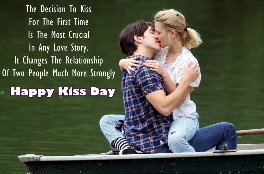 Happy Kiss Day romantic kissing couple picture