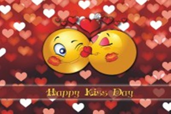 Happy Kiss Day smiley faces greeting card