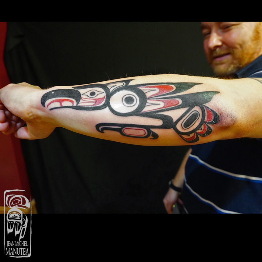 Mind Blowing Haida Eagle Tattoo On Outer Forearm By Jean Michel Manutea