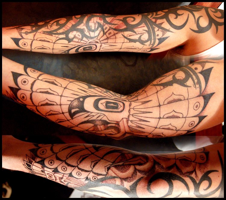 Native American Haida Eagle Tattoo On Sleeve