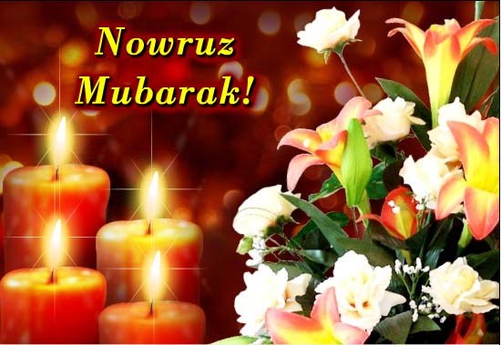 Nowruz mubarak flowers greeting card