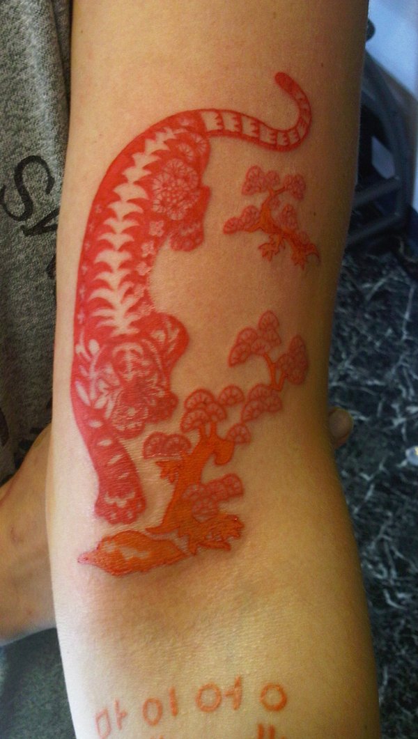 Red Tiger with Flowers Tattoo by Wikidtron On DeviantArt