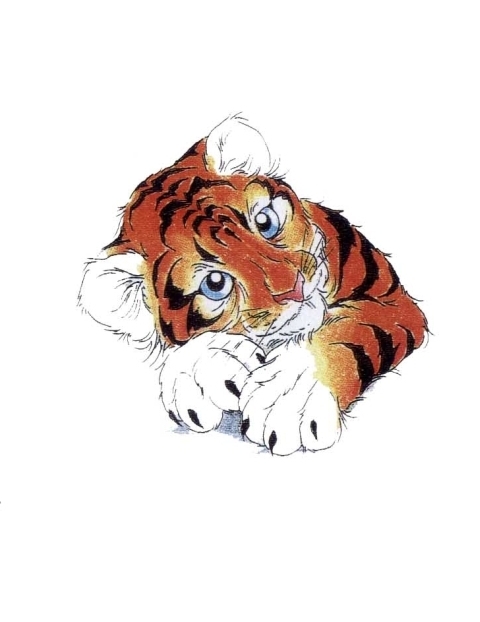 Small Cute Colorful Baby Tiger Tattoo Design