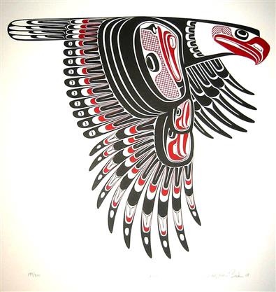 Tribal Flying Haida Eagle Tattoo Design