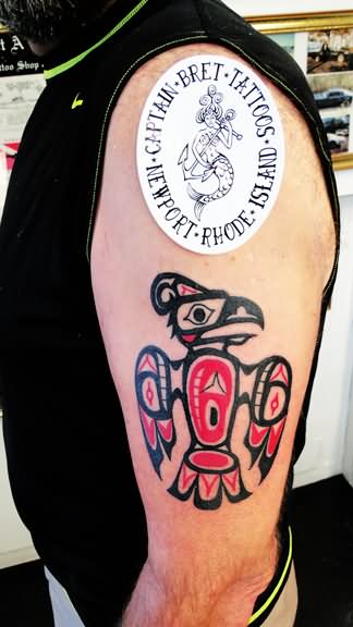 Wonderful Haida Eagle Tattoo On Half Sleeve By Captain Bret & Celtic Tattoo