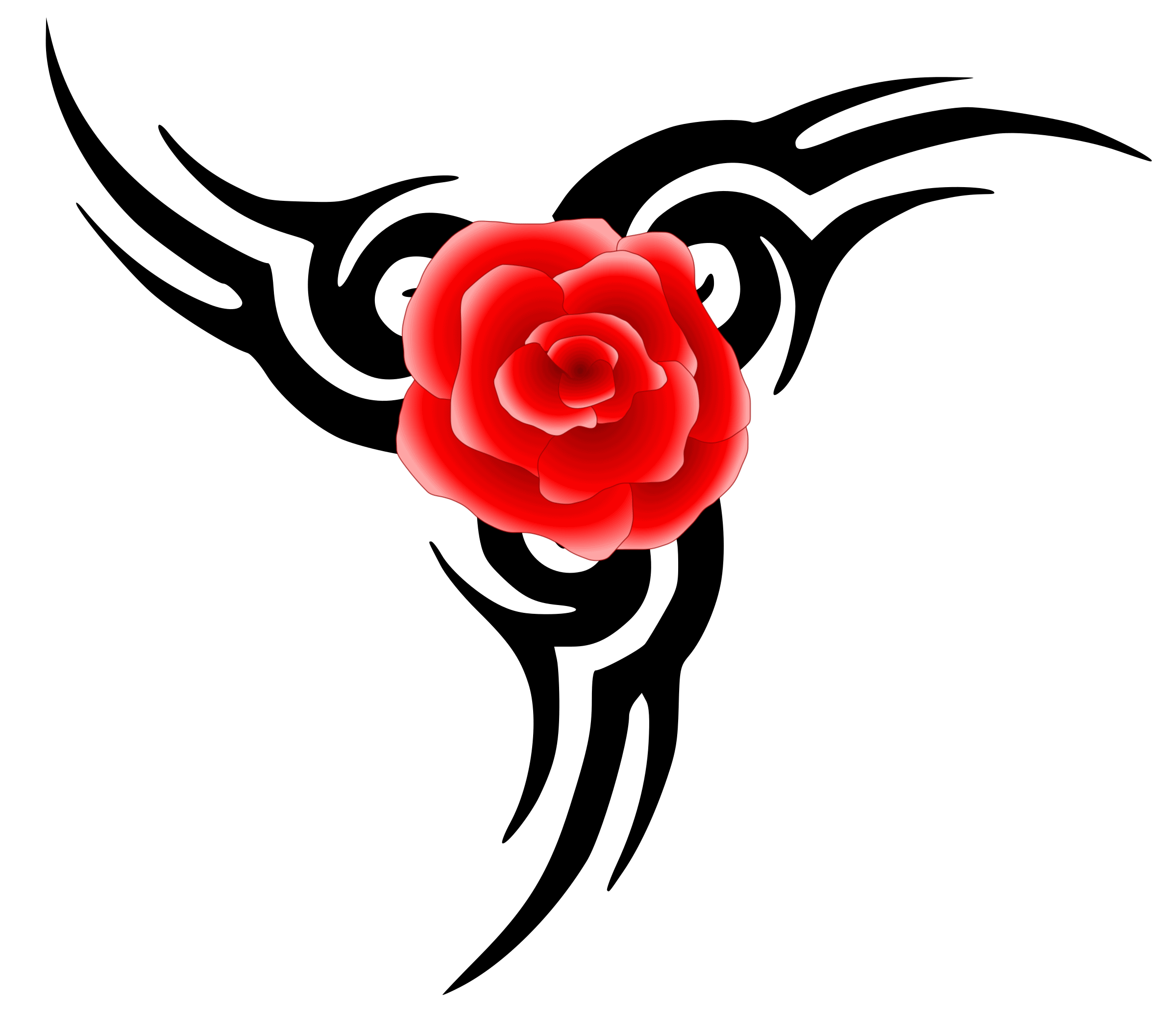 Amazing Tribal Red Rose Tattoo Design