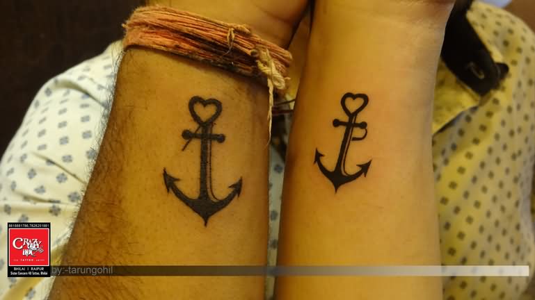 Anchor Couple Tattoo On Wrist