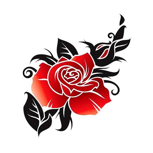 Beautiful Tribal Red Rose Tattoo Design
