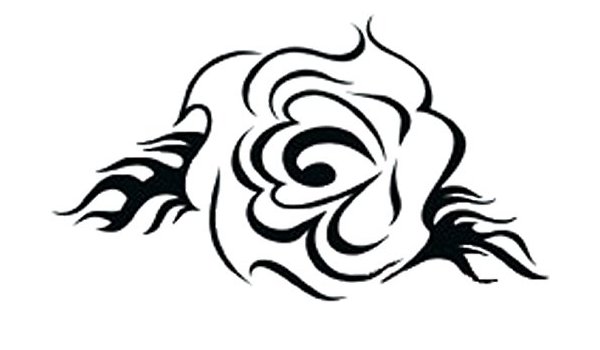 Black Ink Outline Tribal Rose Tattoo Design