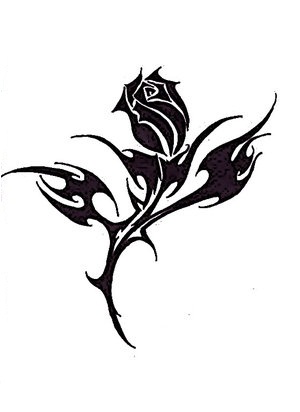 Black Tribal Rose Tattoo Design