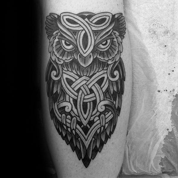 Black & White Celtic Owl Tattoo Design