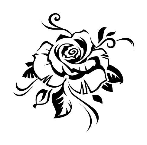 Black & White Ink Tribal Rose Tattoo Design