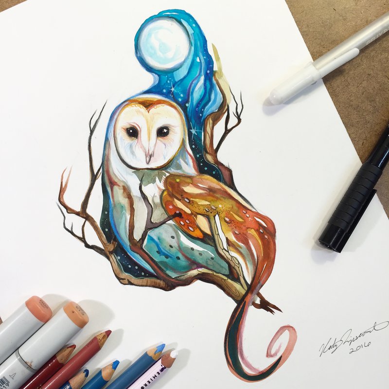 Colorful Barn Owl Tattoo Design By Lucky978 At DeviantArt